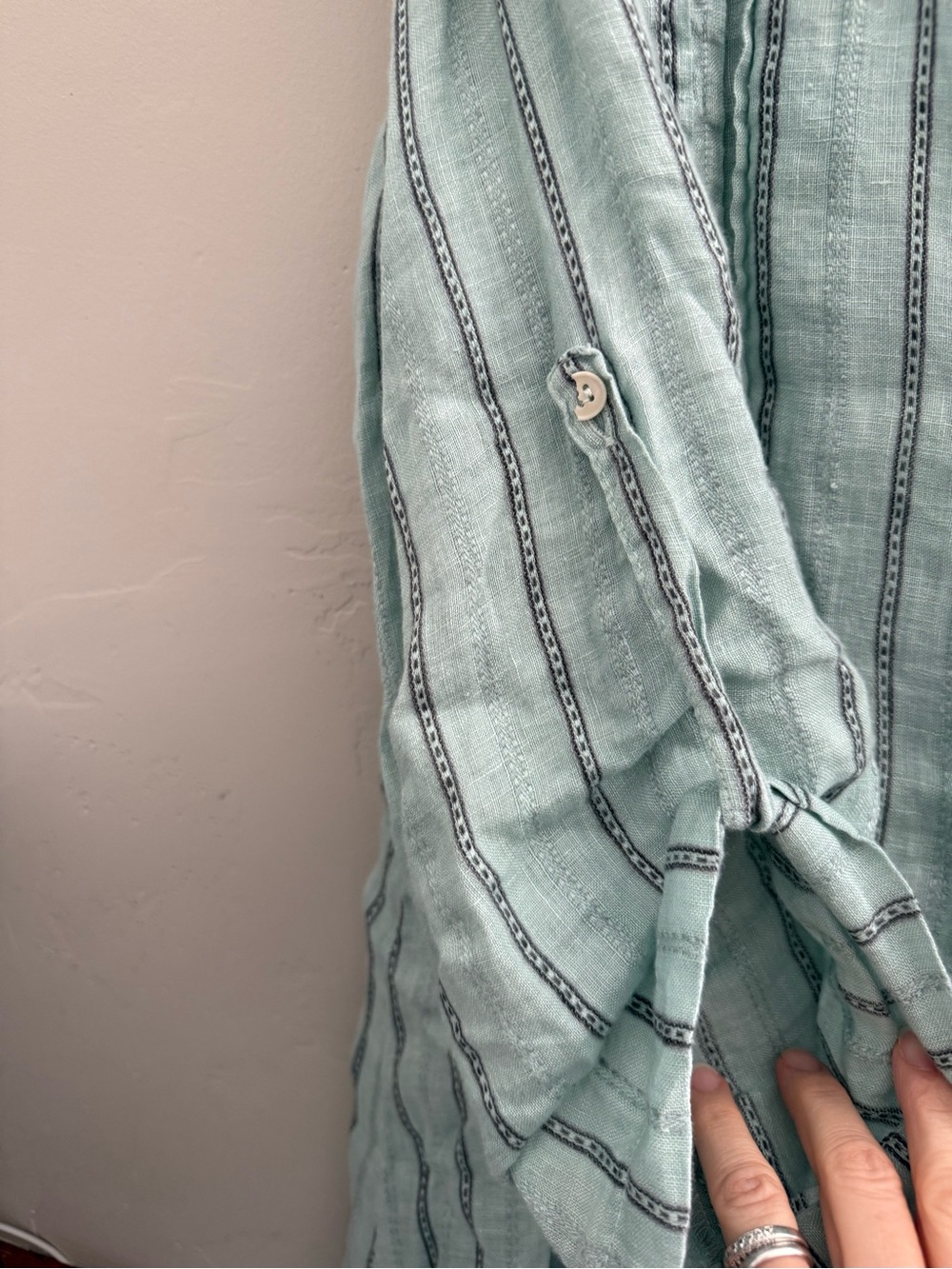 CP Shades Light Aqua Striped Midi Dress - Picture 5 of 5